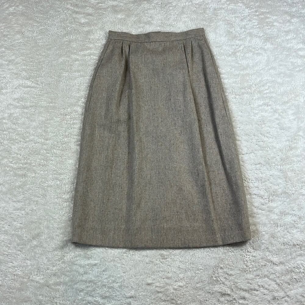 Vintage 60s pleated front cream midi skirt, size 8